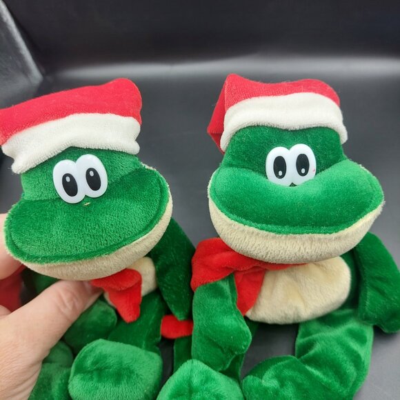 2 Christmas Ornament Santa Frogs 9" Plush Sterling Inc. EUC - Picture 2 of 6